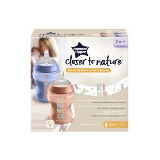Tommee Tippee Butelka antykolkowa 2x 260ml 0m+ wolny przepływ