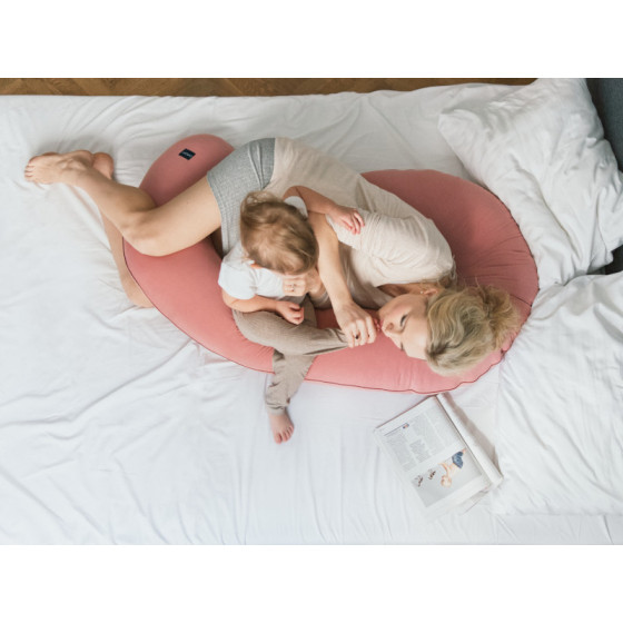 Poofi Pokrowiec na poduszkę ciążową do spania minky Kremowo Szary