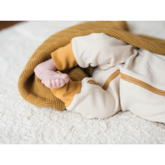 Yarnami Kocyk bawełniany Simple 80x100cm Musztardowy