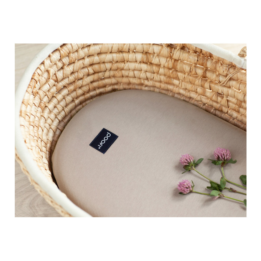 Poofi Prześcieradło bawełniane do wózka gondoli 75x35cm Latte