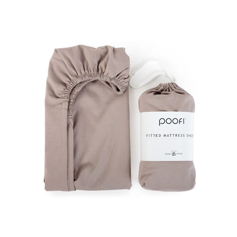 Poofi Prześcieradło Bawełniane Organiczne materac 70x140cm Śmietanka