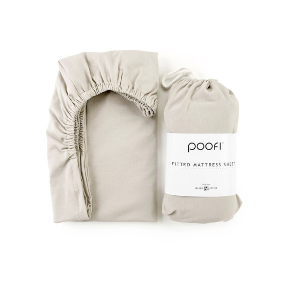 Poofi Prześcieradło Bawełniane Organiczne materac 70x140cm Śmietanka