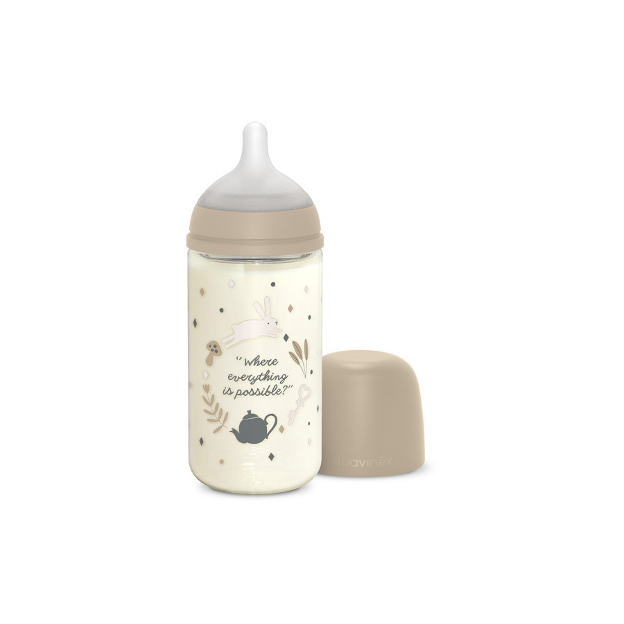 Suavinex Butelka szklana antykolkowa 240 ml smoczek M 3m+ Wonderland