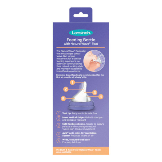 Lansinoh Butelka do karmienia Natural Wave 240ml średni przepływ