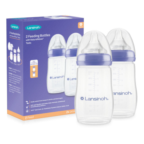 Lansinoh Butelka do karmienia Natural Wave 240ml średni przepływ 2 sztuki