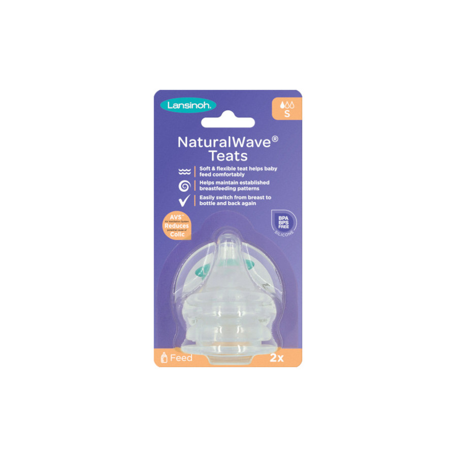 Lansinoh Smoczek do butelki Natural Wave o wolnym przepływie S 2 sztuki