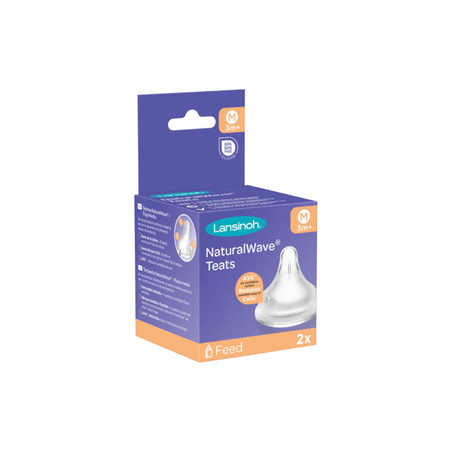 Lansinoh Smoczek do butelki Natural Wave o średnim przepływie M 2 sztuki