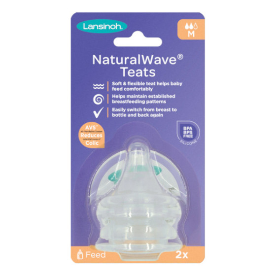 Lansinoh Smoczek do butelki Natural Wave o średnim przepływie M 2 sztuki