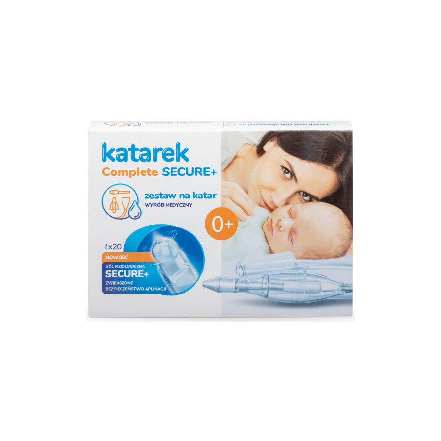 Katarek Complete Secure+ aspirator do nosa z solą fizjologiczną 20 x 5 ml