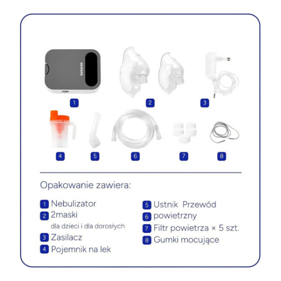 Katarek Nebulizator Kompresorowy Inhalator z timerem Uniwersalny