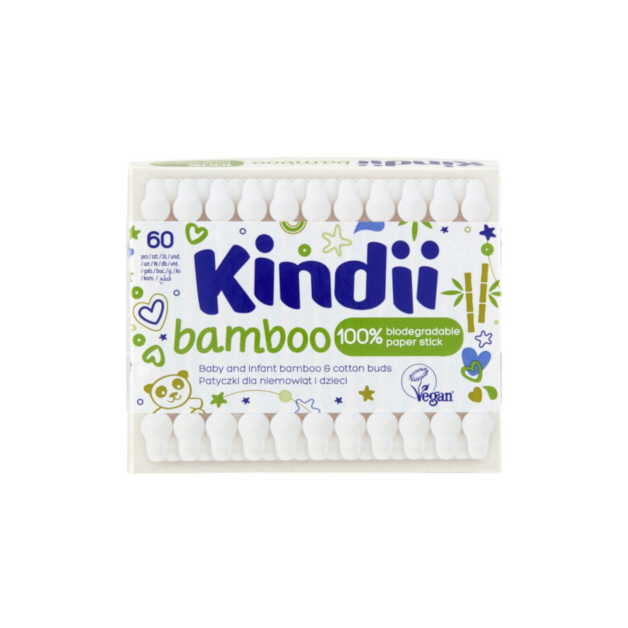 Cleanic Kindii Patyczki higieniczne w pudełku 60 sztuk Bambus