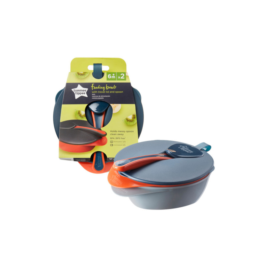 Tommee Tippee Miseczka do karmienia z pokrywą i łyżeczką 2 sztuki