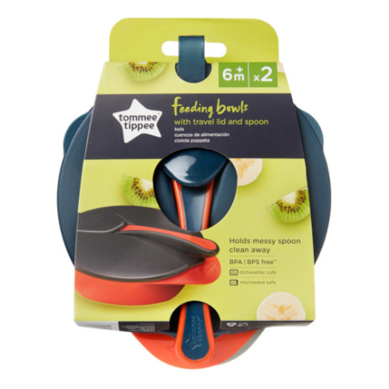 Tommee Tippee Miseczka do karmienia z pokrywą i łyżeczką 2 sztuki