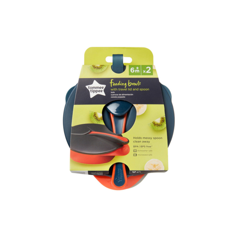 Tommee Tippee Miseczka do karmienia z pokrywą i łyżeczką 2 sztuki