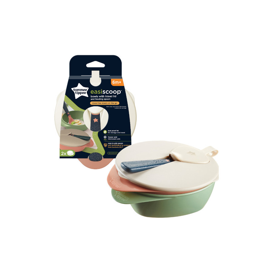Tommee Tippee Miseczka do karmienia z pokrywą i łyżeczką 2 sztuki