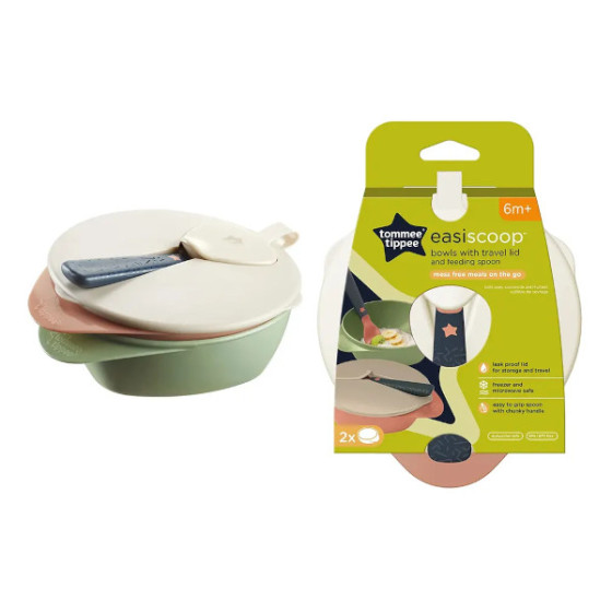 Tommee Tippee Miseczka do karmienia z pokrywą i łyżeczką 2 sztuki