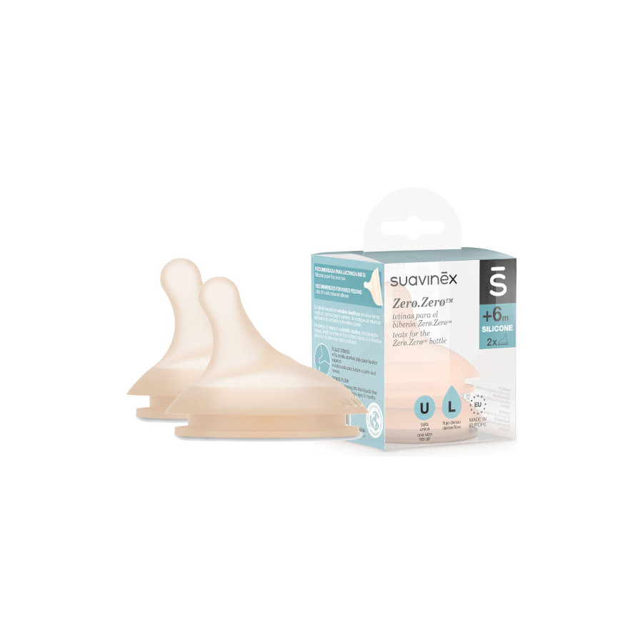 Suavinex Smoczek do butelki ZERO ZERO 6m+ L szybki przepływ 2 sztuki