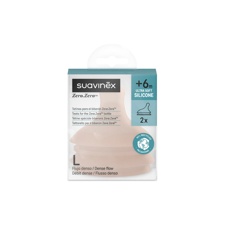 Suavinex Smoczek do butelki ZERO ZERO 6m+ L szybki przepływ 2 sztuki