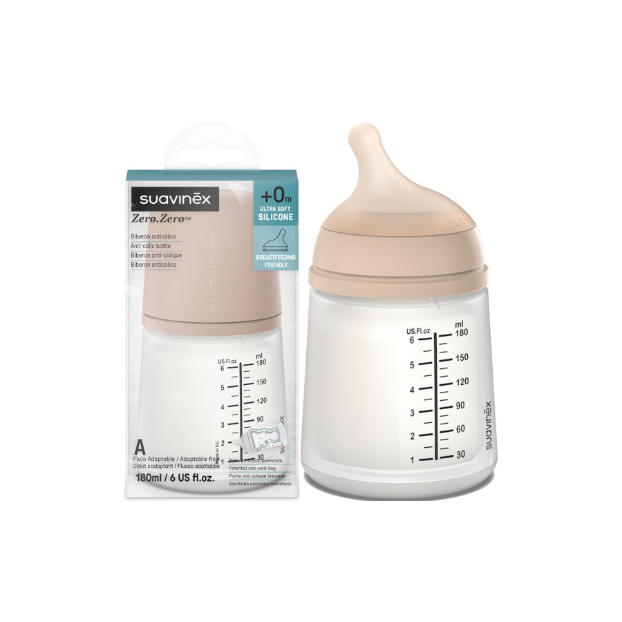 Suavinex Butelka ZERO ZERO antykolkowa 180ml smoczek 0m+ A