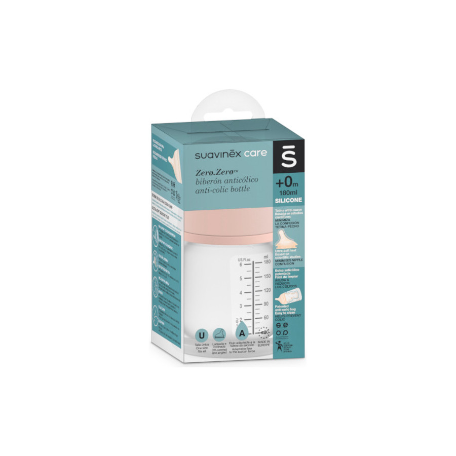 Suavinex Butelka ZERO ZERO antykolkowa 180ml smoczek 0m+ A