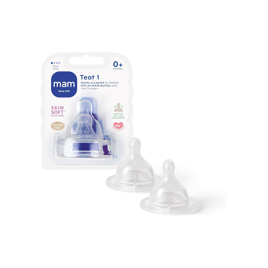 MAM Baby Smoczek do butelki 0m+ 1 wolny przepływ 2 sztuki