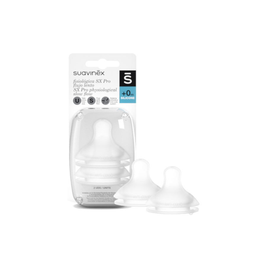Suavinex Smoczek do butelki SX Pro wolny przepływ S 0m+ 2 sztuki