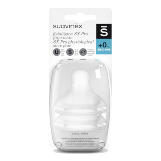 Suavinex Smoczek do butelki SX Pro wolny przepływ S 0m+ 2 sztuki