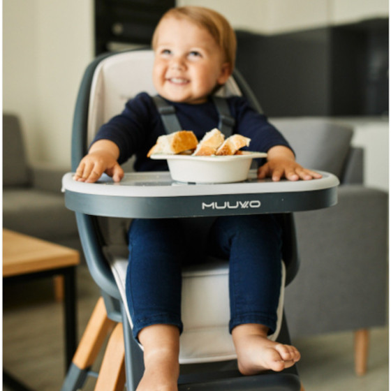 Muuvo Choc 2 krzesełko do karmienia 3w1 z obrotowym siedziskiem Graphite