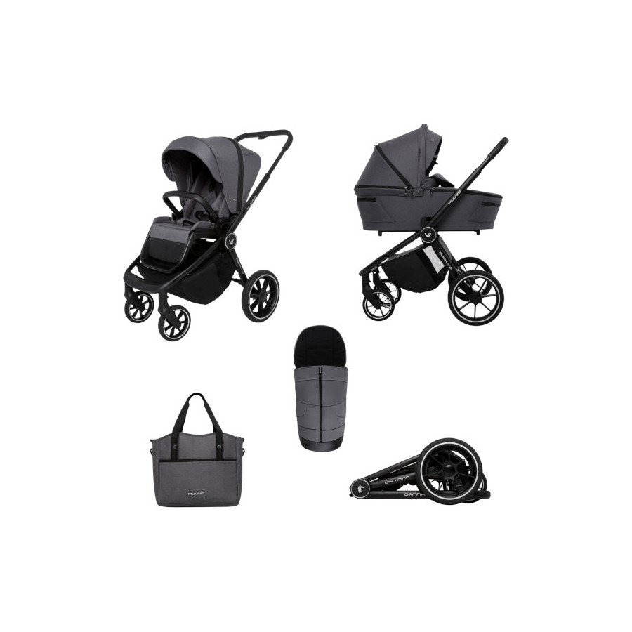 Muuvo Quick 4.0 funkcjonalny wózek dziecięcy zestaw 2w1 Iron Graphite