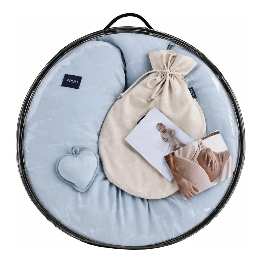 Poofi Poduszka ciążowa do spania bawełniana Organic Dusty Blue