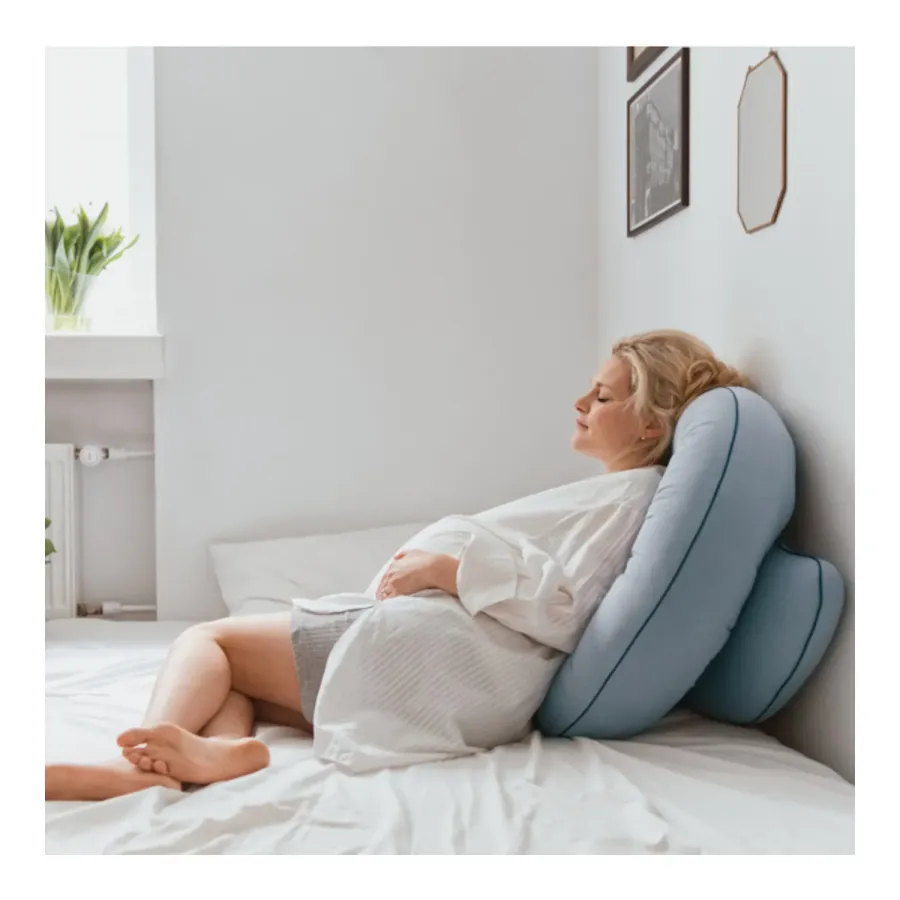 Poofi Poduszka ciążowa do spania bawełniana Organic Dusty Blue