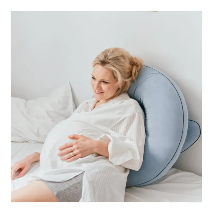 Poofi Poduszka ciążowa do spania bawełniana Organic Dusty Blue