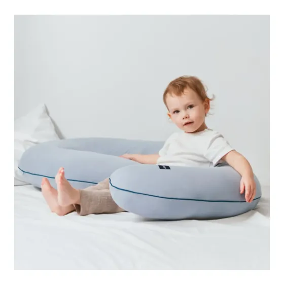 Poofi Poduszka ciążowa do spania bawełniana Organic Dusty Blue