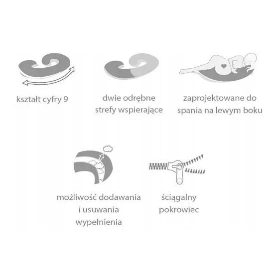 Poofi Poduszka ciążowa do spania bawełniana Organic Dusty Blue