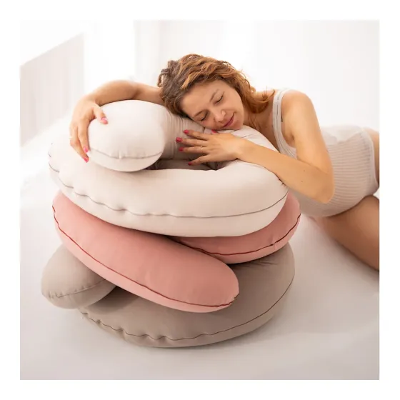 Poofi Poduszka ciążowa do spania bawełniana Organic Dusty Blue