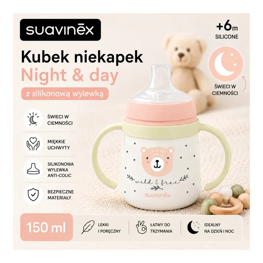 Kubek Suavinex do nauki samodzielnego picia dla dziecka od 6 miesiąca