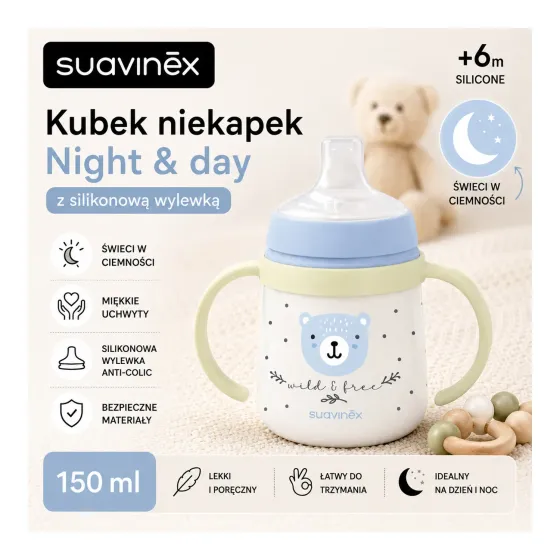 Kubek Suavinex do nauki samodzielnego picia dla dziecka od 6 miesiąca