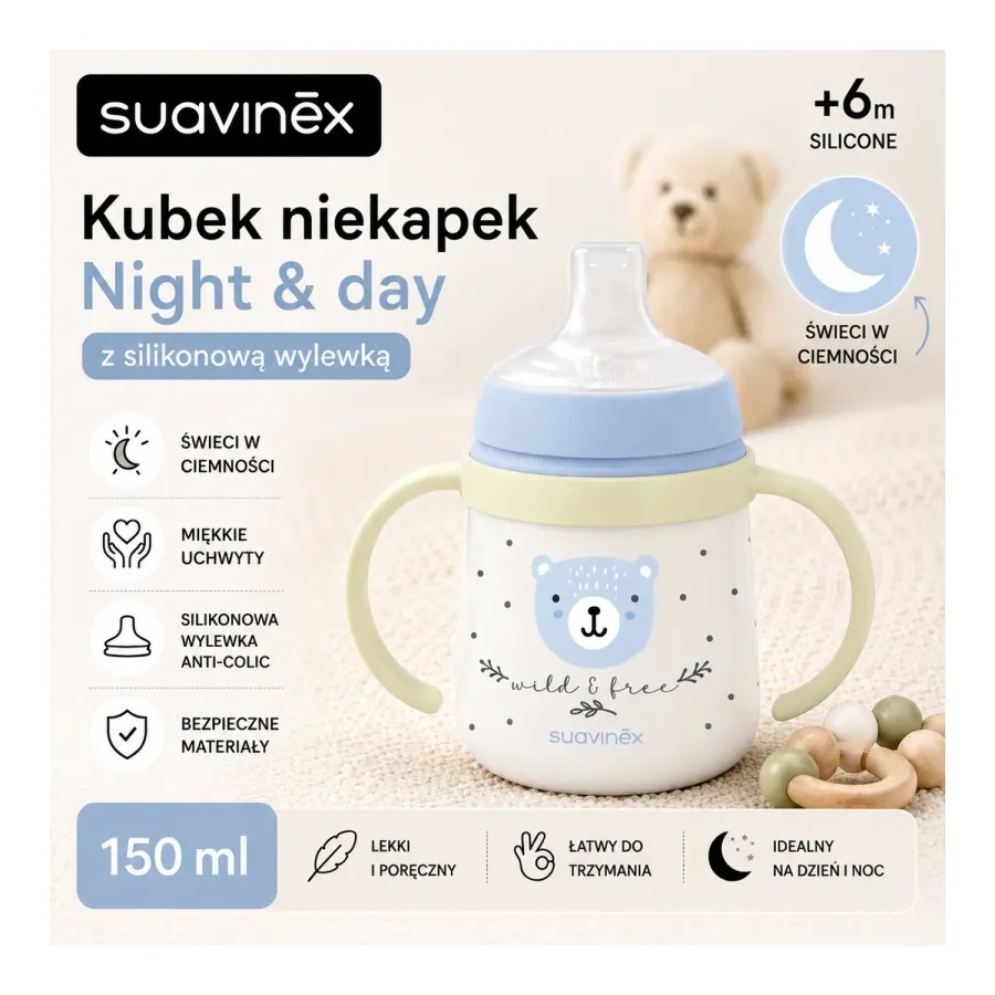 Kubek Suavinex do nauki samodzielnego picia dla dziecka od 6 miesiąca