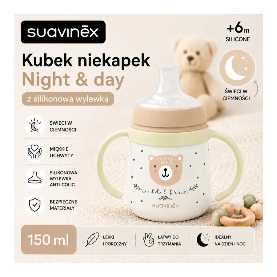 Kubek Suavinex do nauki samodzielnego picia dla dziecka od 6 miesiąca