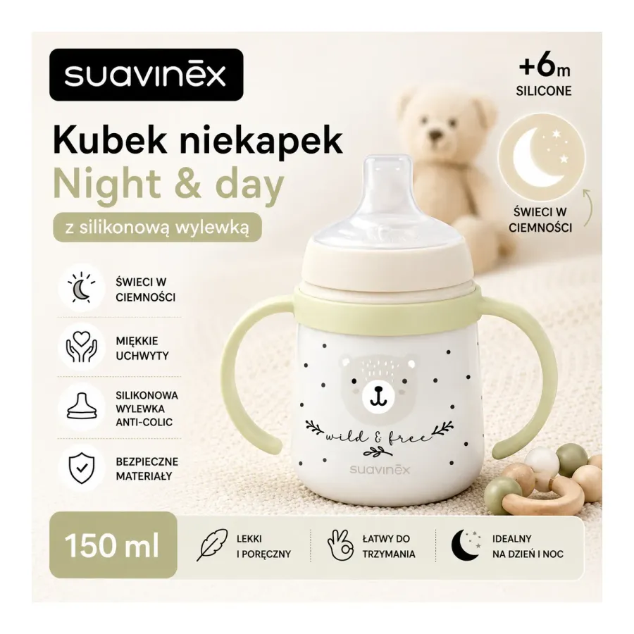 Kubek Suavinex do nauki samodzielnego picia dla dziecka od 6 miesiąca