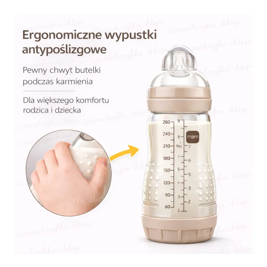 Ergonomiczne wypustki antypoślizgowe butelki MAM Baby