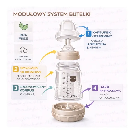 Modułowy system butelki MAM Baby Anti-Colic z bazą antykolkową