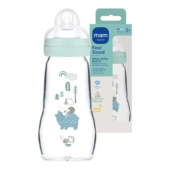 MAM Baby butelka szklana Feel Good 260 ml 2m+