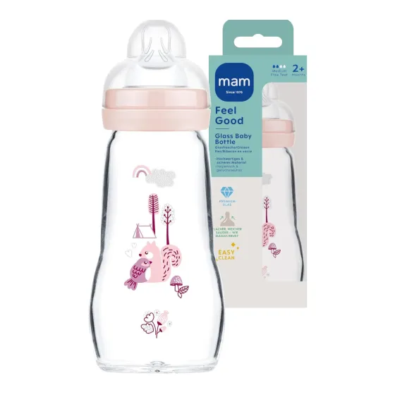 MAM Baby butelka szklana Feel Good 260 ml 2m+