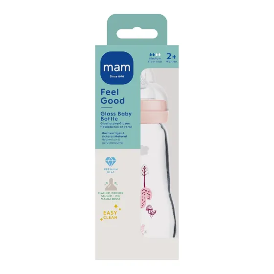 MAM Baby Feel Good szklana butelka 260 ml w opakowaniu