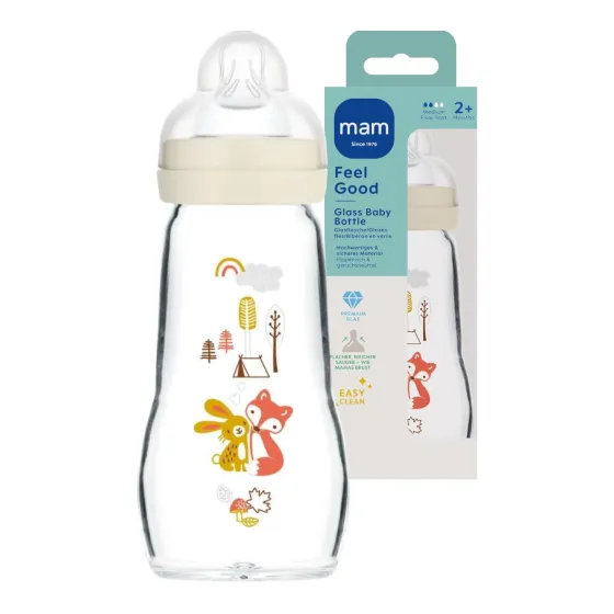 MAM Baby butelka szklana Feel Good 260 ml 2m+