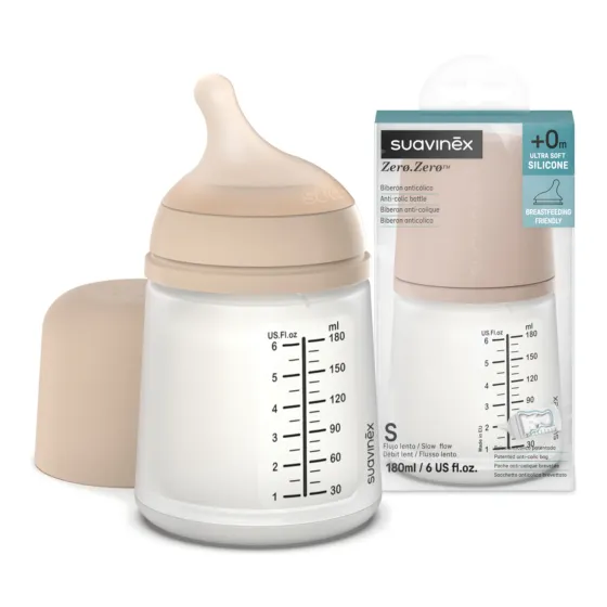 Butelka Suavinex Zero Zero 180 ml z przepływem adaptacyjnym A