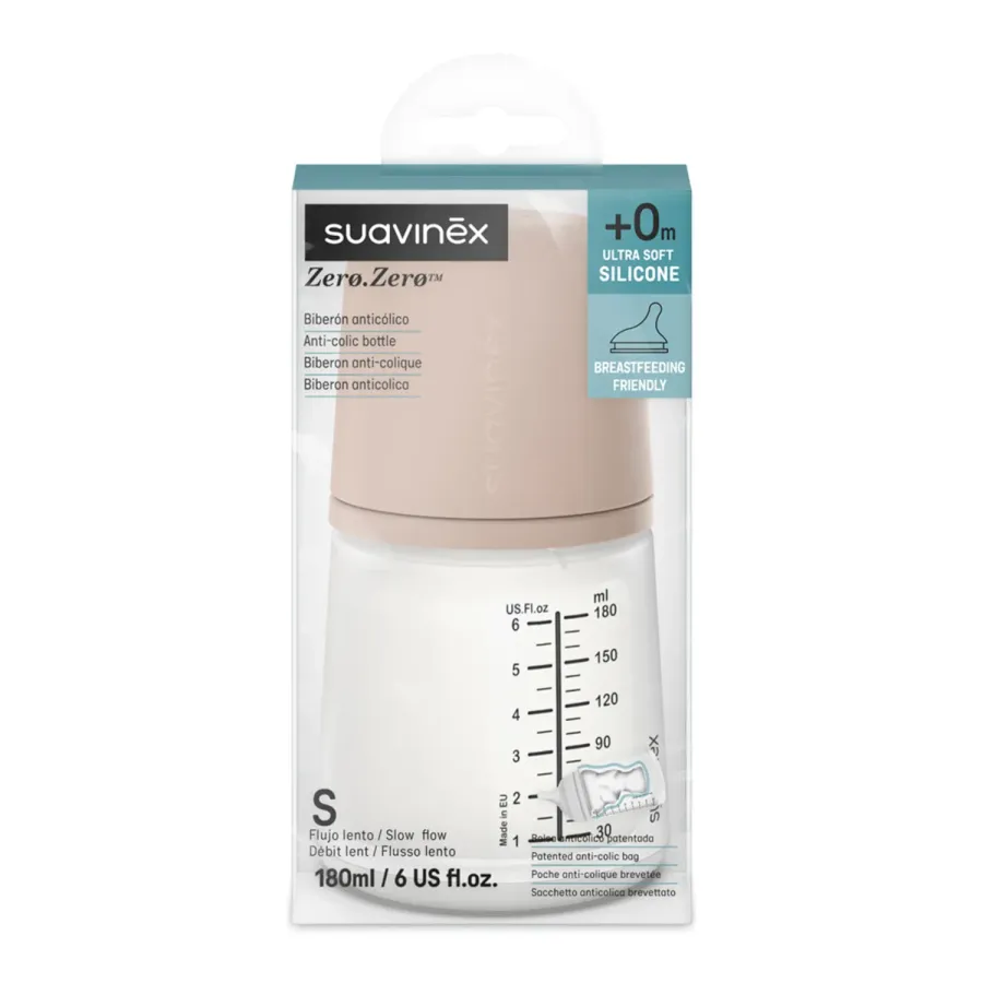 Suavinex Zero Zero butelka antykolkowa 180 ml w opakowaniu