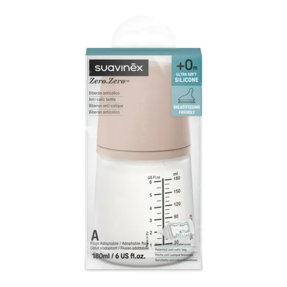 Suavinex Zero Zero butelka antykolkowa 180 ml w opakowaniu