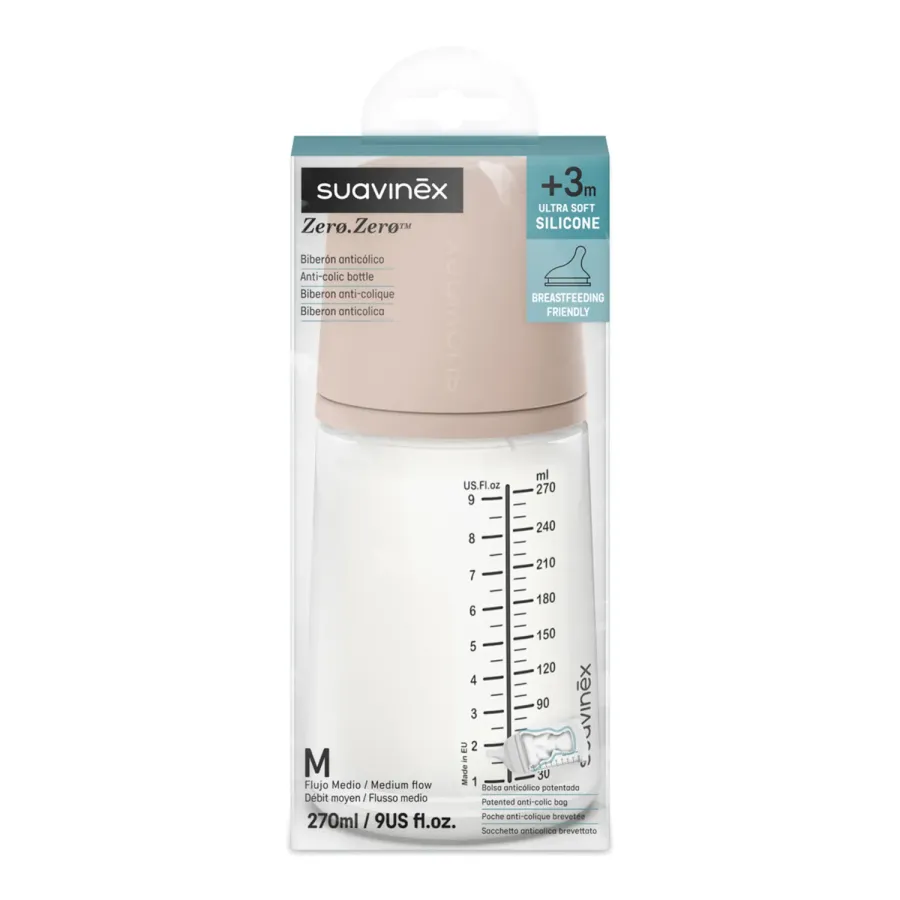 Suavinex Zero Zero butelka antykolkowa 270 ml w opakowaniu